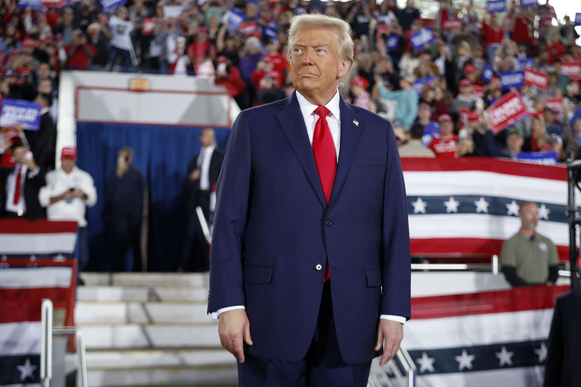 Donald Trump Campaigns For President In Raleigh, North Carolina - Source: Getty