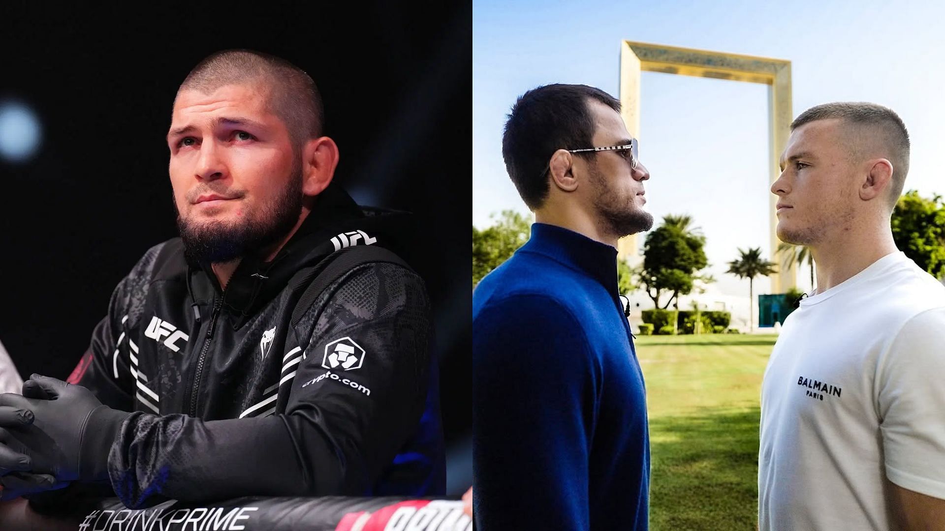 Khabib Nurmagomedov (left) will be present in Usman Nurmagomedov