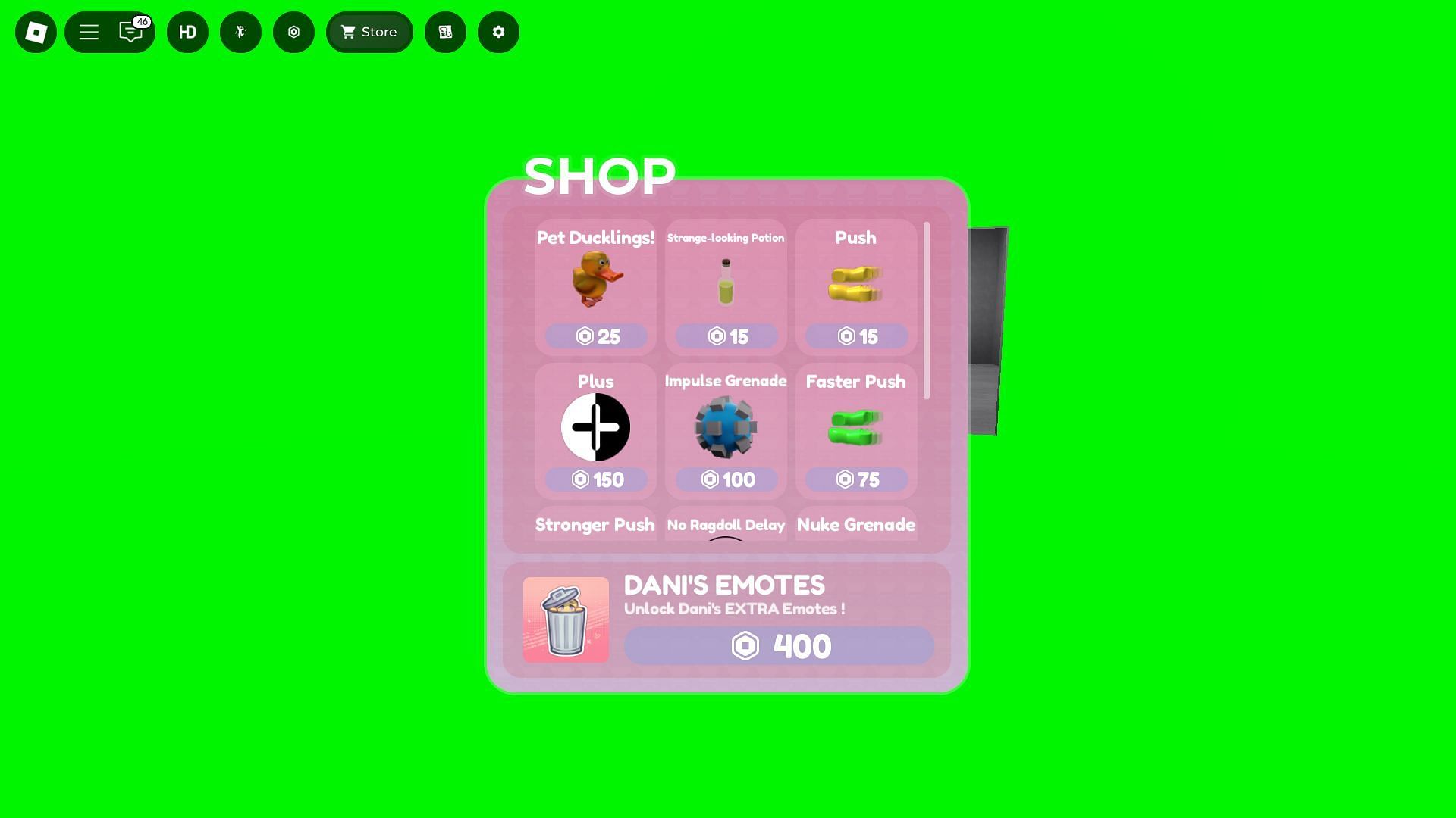 In-game shop (Image via Roblox)