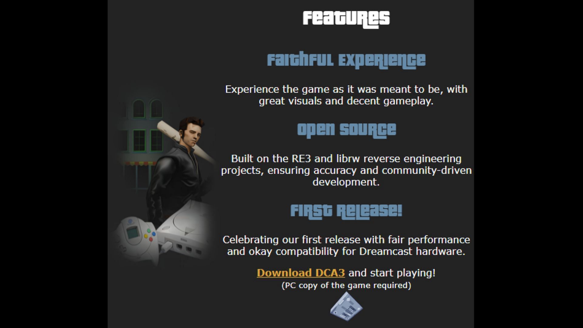 Screenshot from the home page of the DCA3 project website (Image via dca3.net))