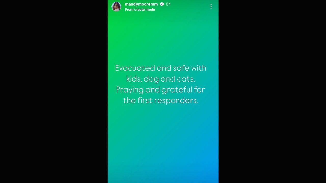 Mandy Moore posts about the Palisades fire (images via Instagram/mandymooremm)