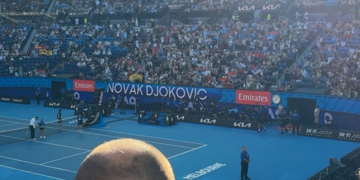 Novak Djokovic enters the Rod Laver Arena at the 2025 Australian Open.