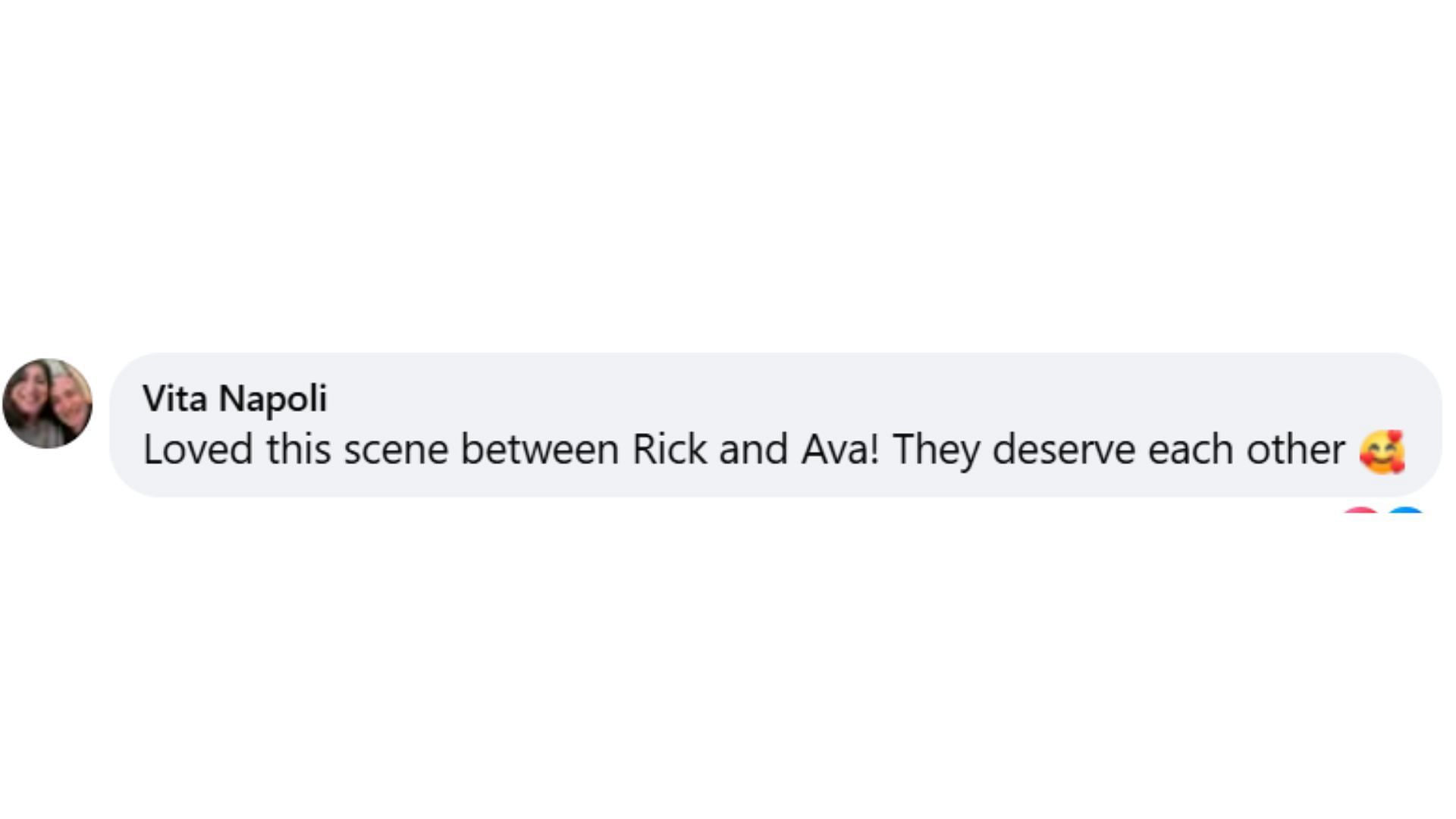 A fan response on Ava and Ric on GH (Image via Facebook/@General Hospital)