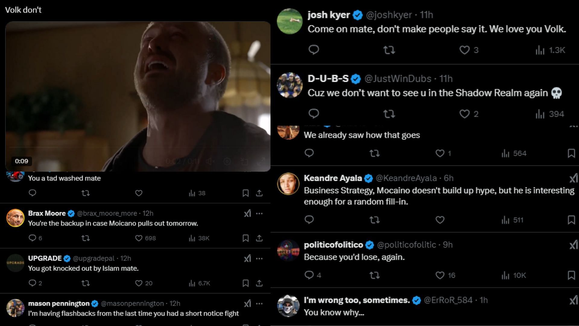 Fan reactions (courtesy of @danawhite&#039;s post on X)