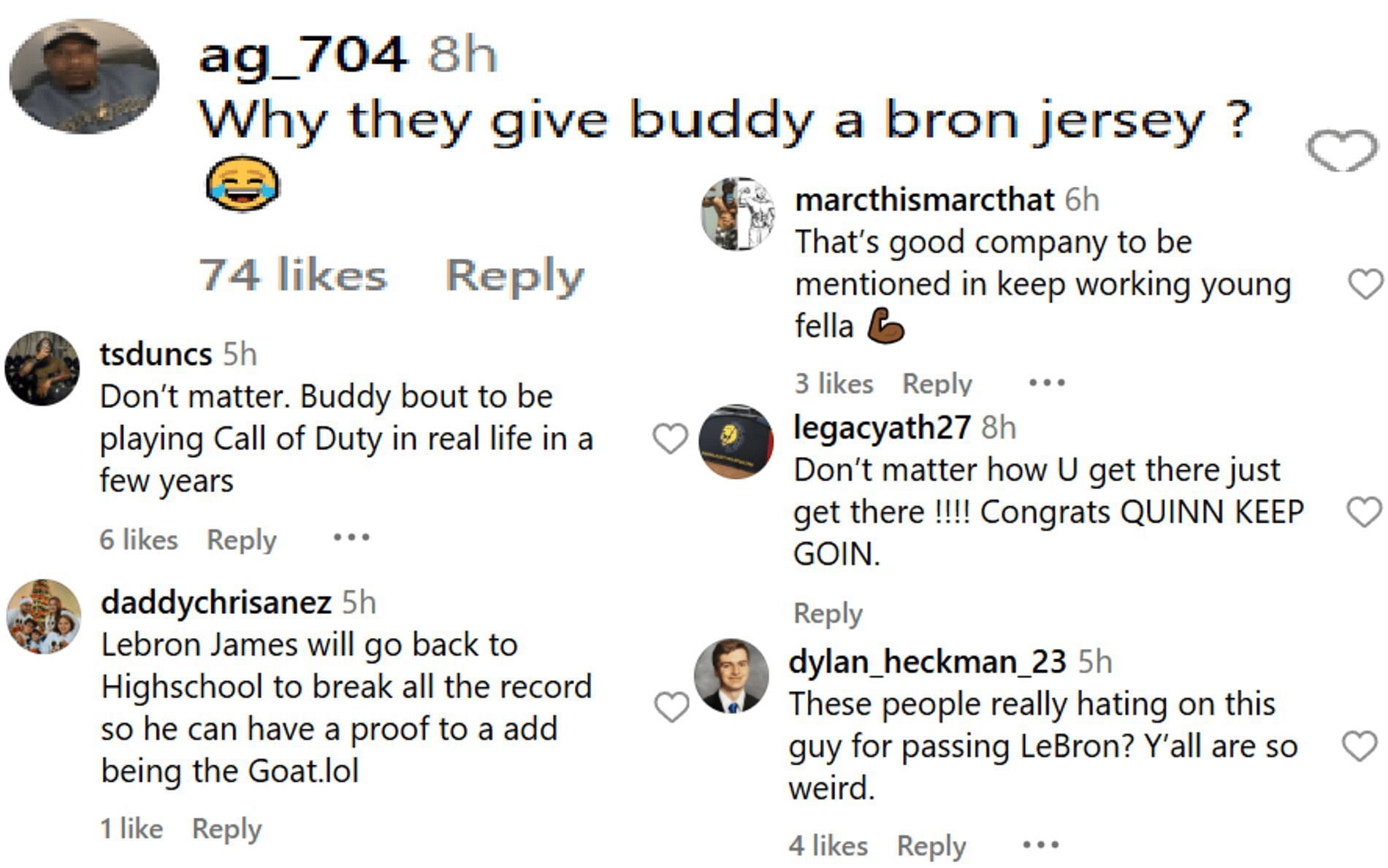 Fans react to Quinn Kwasniak surpassing LeBron James record in high school (Source: Instagram/spprtscenternext)