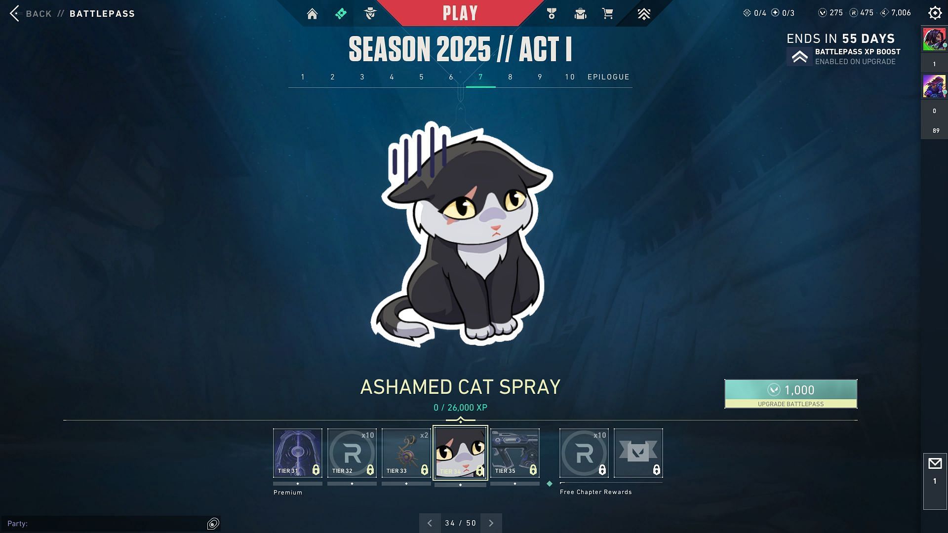 Valorant Season 2025 Act 1 Battlepass Tier 31- Tier 35 (Image via Riot)