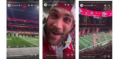 Bryce Harper and wife Kayla spent precious time at the National Championship game (kayy.harper/Instagram)