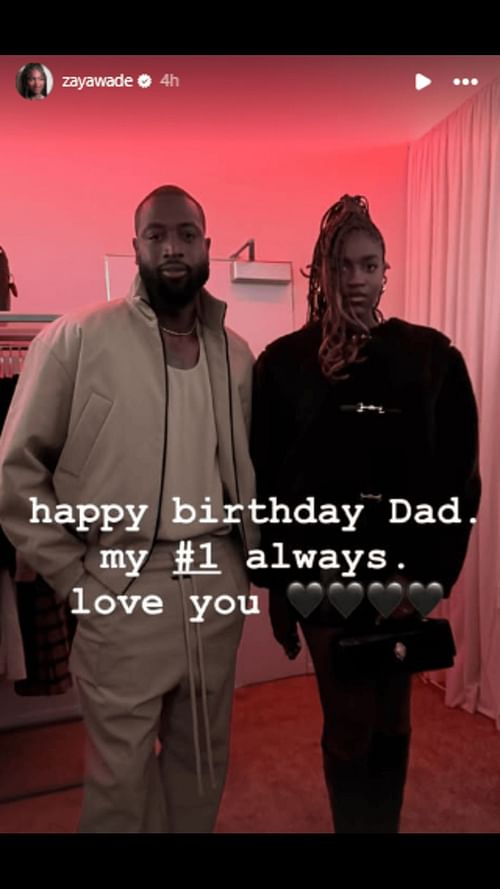 Zaya Wade greets her father Dwyane Wade a happy birthday. Image source: IG.com/zayawade