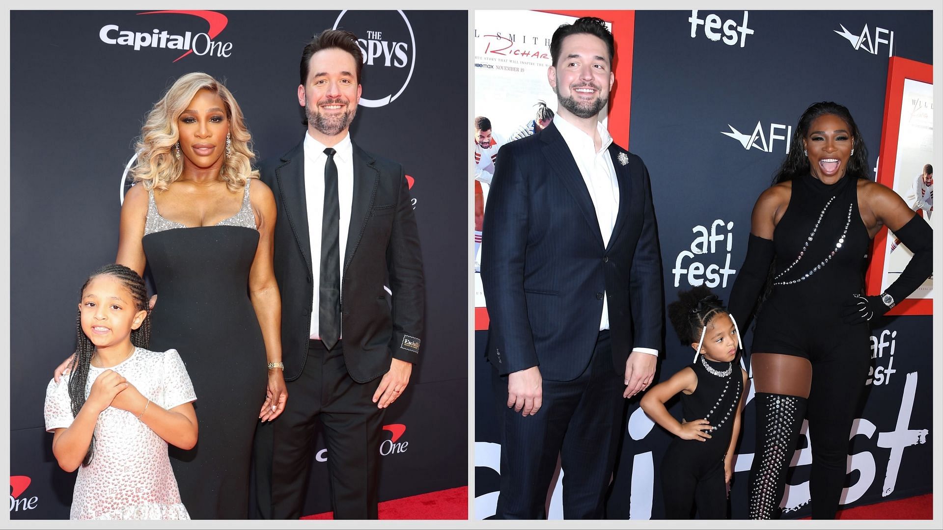 Serena Williams with husband Alexis Ohanian and daughter Olympia Ohanian. Images: Getty