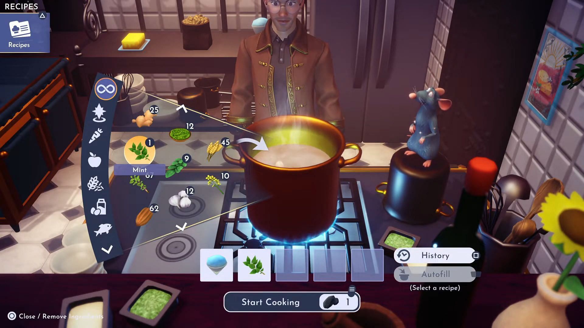 Cooking Station in Disney Dreamlight Valley (Image via Gameloft || YouTube/@Greymane Gaming)