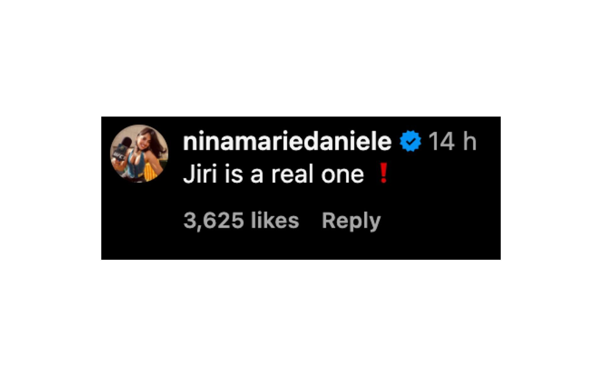 Nina-Marie Daniele&#039;s comment screenshot. [Screenshot courtesy: @espnmma on Instagram]