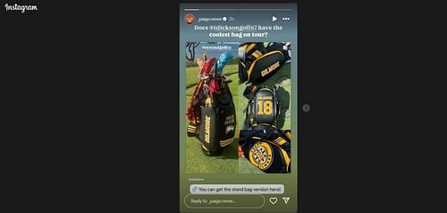 Paige Spiranac's story of Taylor Dickinson's Happy Gilmore bag -Source: via @ _paige.renee on Instagram