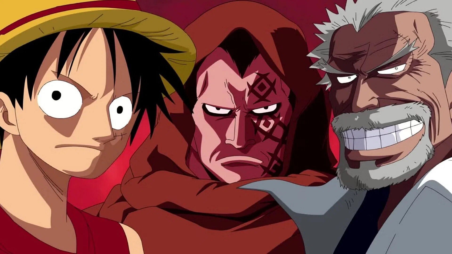 Luffy, Dragon, and Garp are all part of the Will of D. (Image via Toei Animation).