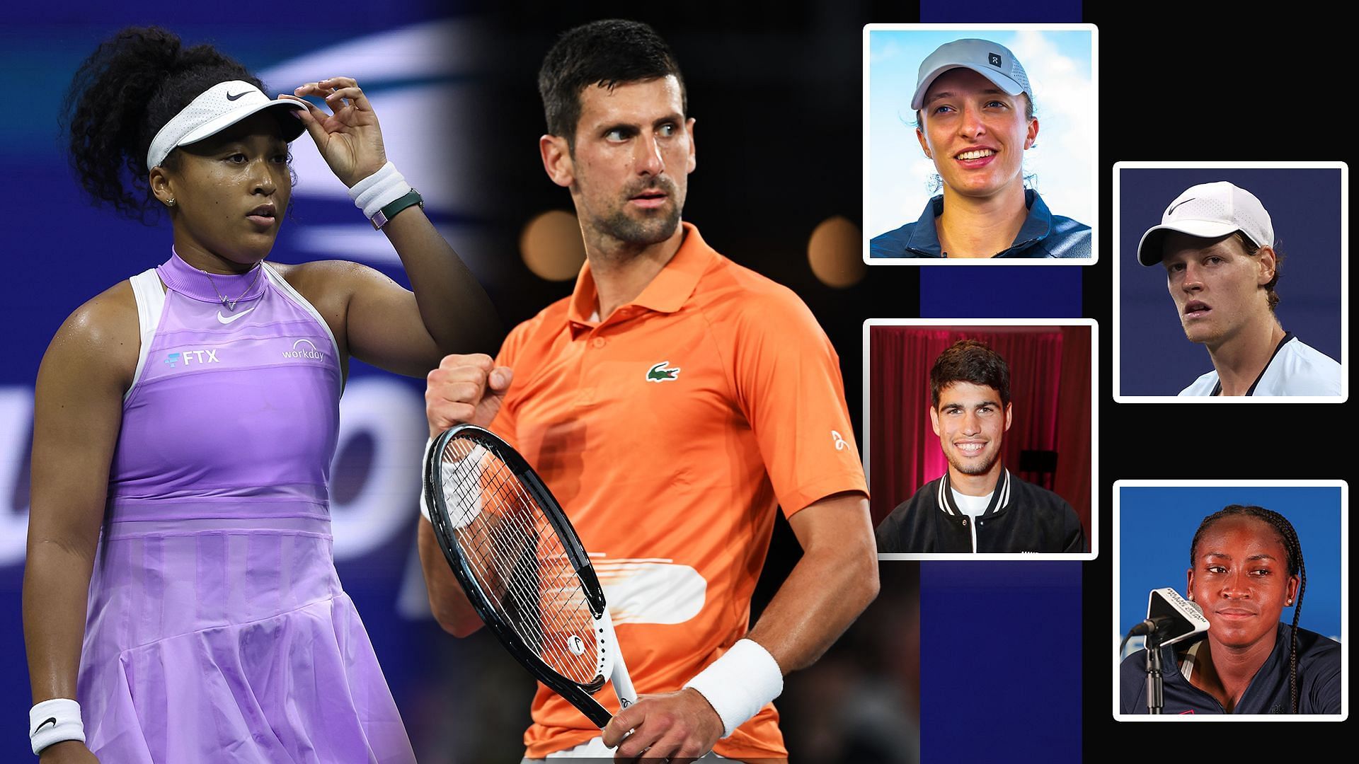 Fan slam Australian Open scheduling, Ft: Novak Djokovic, Naomi Osaka, Jannik Sinner, Iga Swiatek, Carlos Alcaraz and Coco Gauff; ( Source - Getty Images)