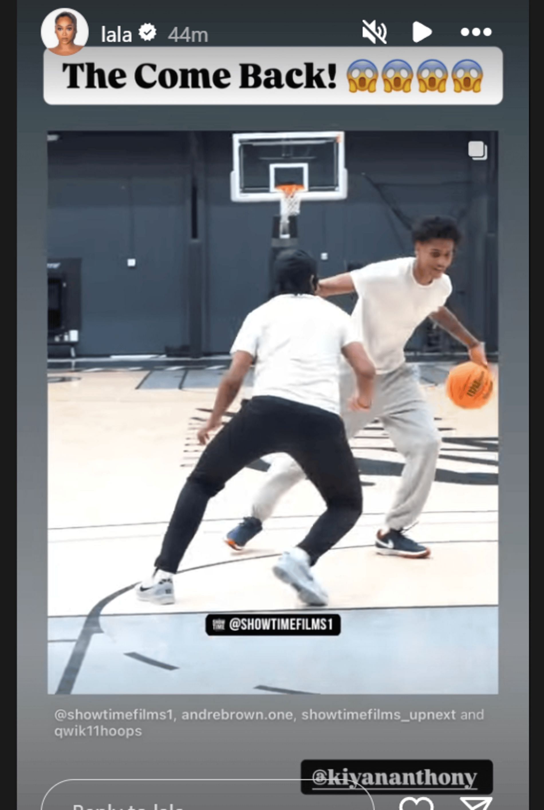 LaLa Anthony reacts to video showing Kiyan Anthony practicing after injury (Source: Instagram/lala)