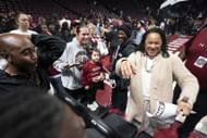 Head coach Dawn Staley of the South Carolina Gamecocks visits with fans after their game against the Texas A&M Aggies at Colonial Life Arena on Jan. 9, 2025, in Columbia. Photo: Getty