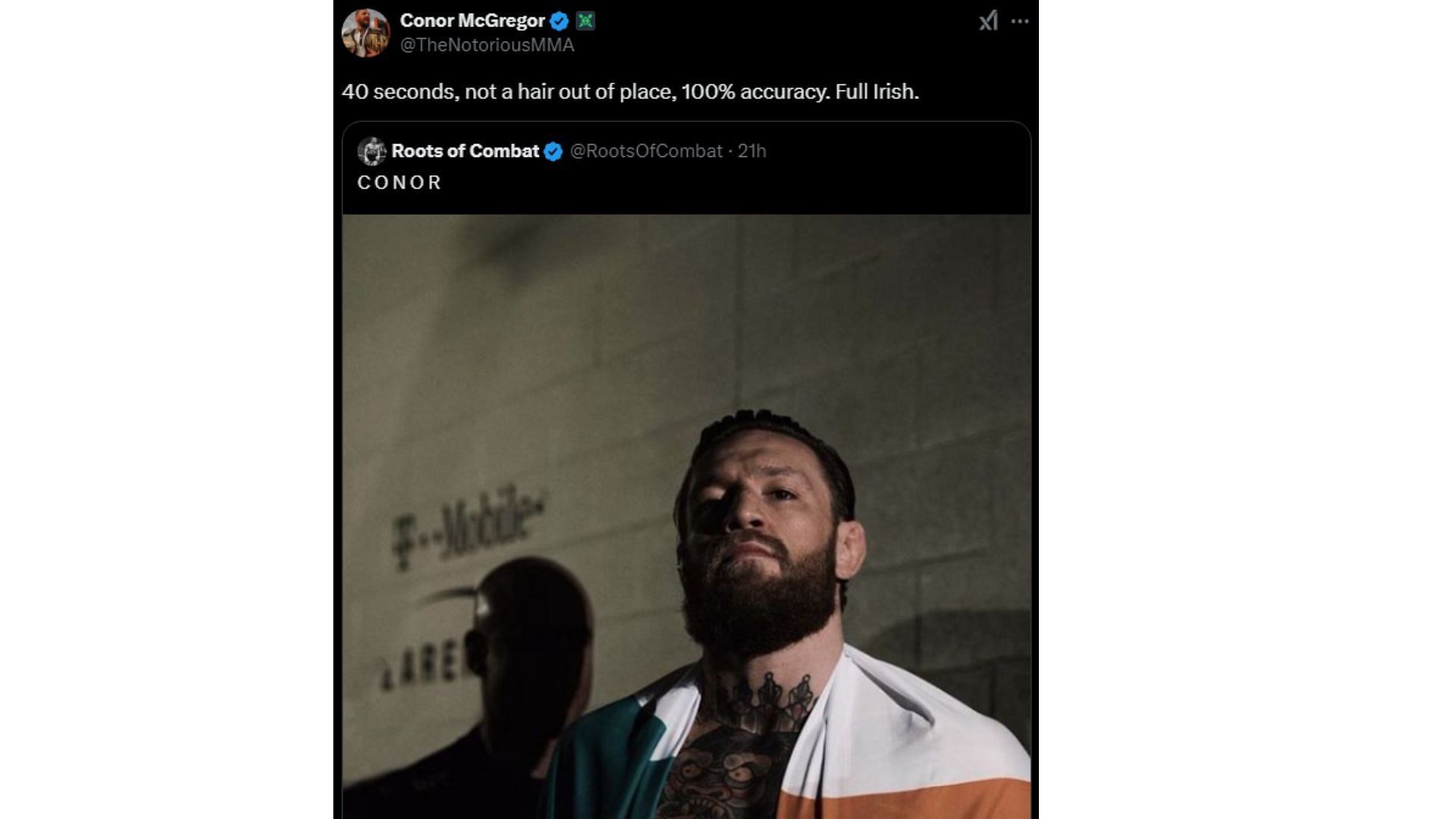 McGregor&#039;s tweet [Courtesy of @TheNotoriousMMA on X]