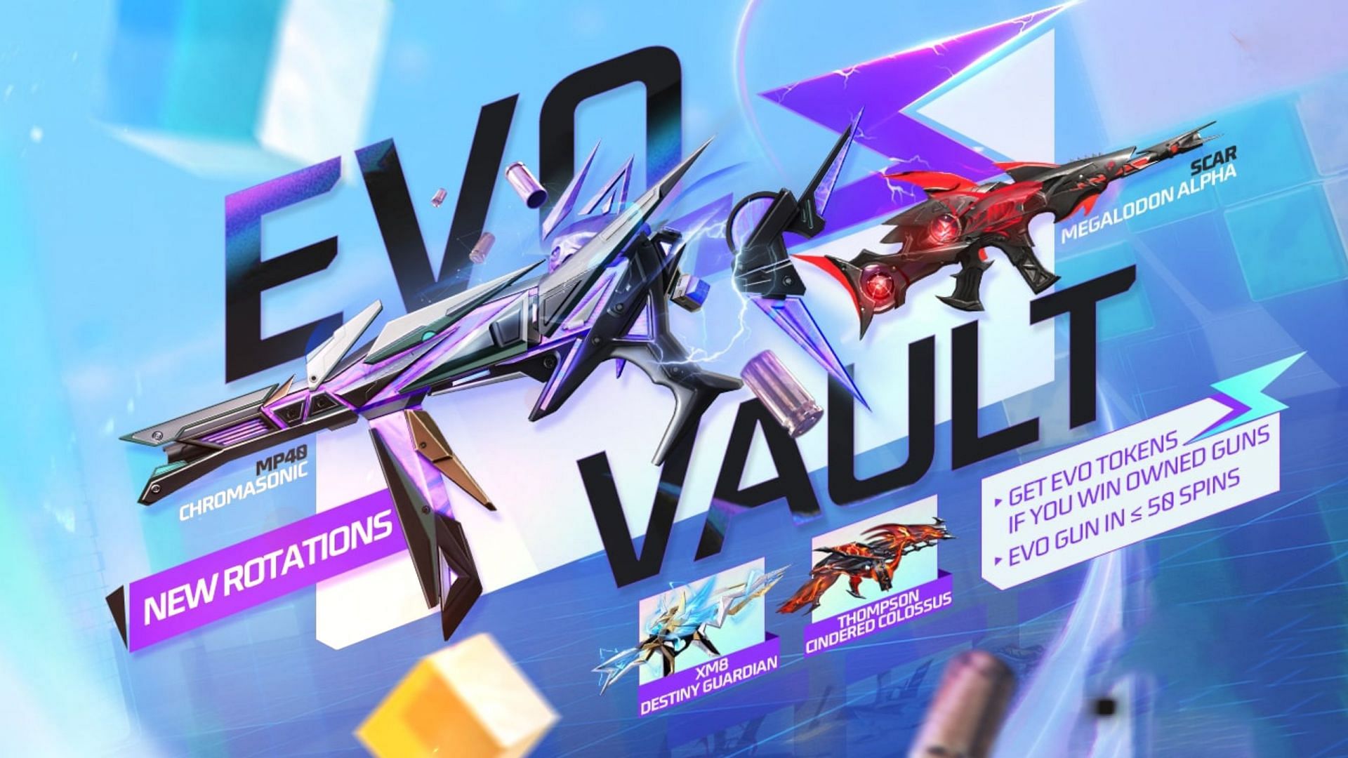 The new Free Fire Evo Vault offers multiple gun skins (Image via Garena)