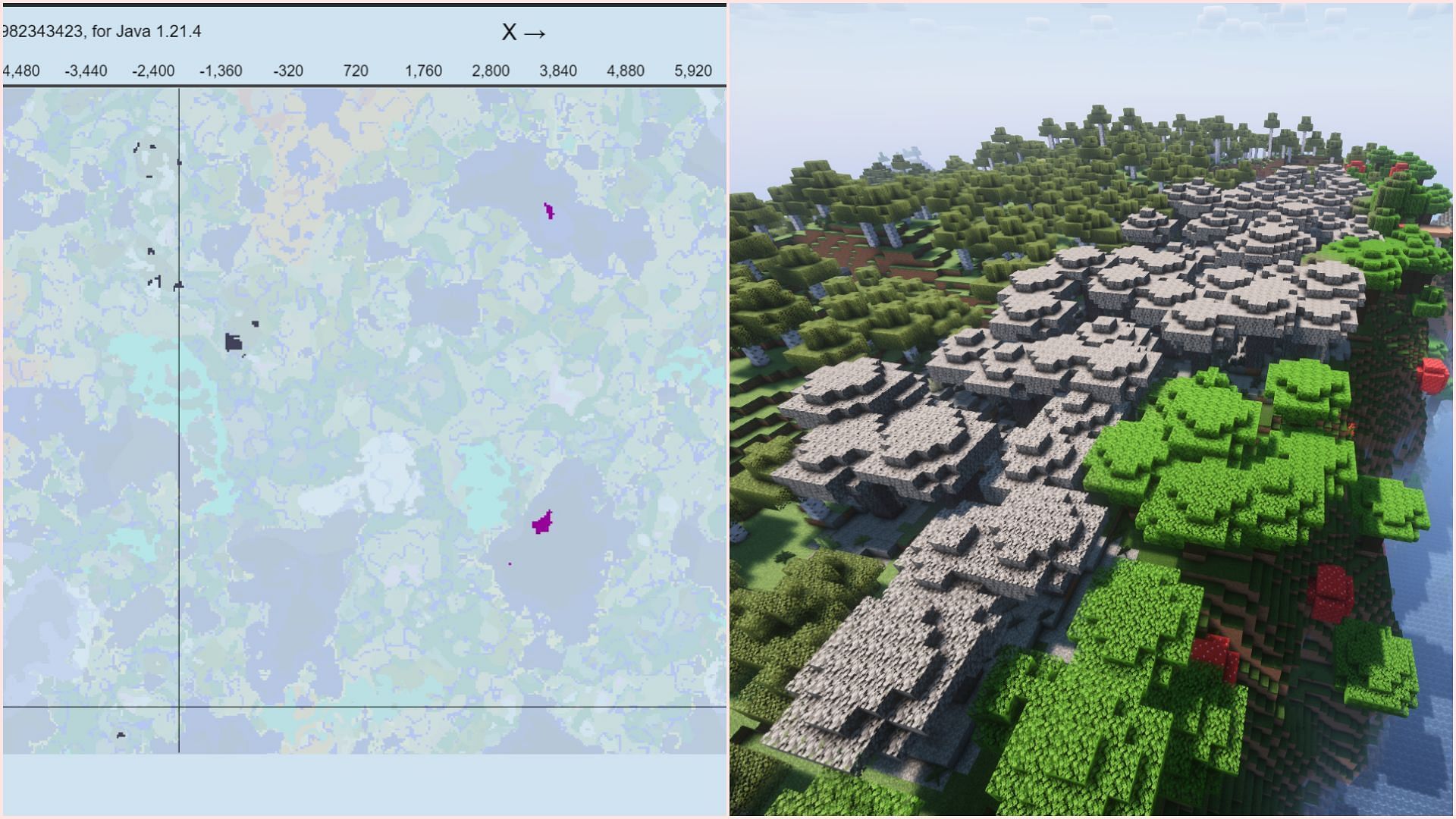 Pale Garden will now generate much more commonly in Minecraft. (Image via Chunkbase || Mojang Studios)