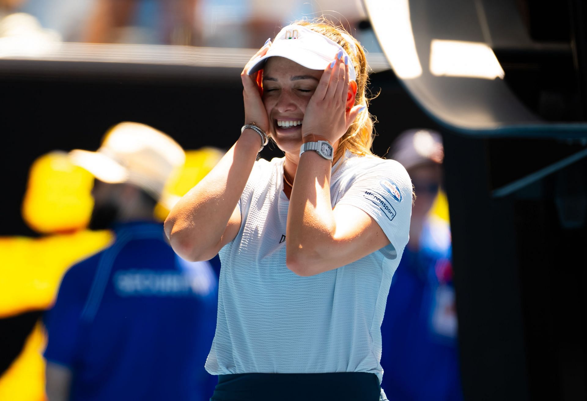 Donna Vekic after beating Diana Shnaider at the 2025 Australian Open. (Source: Getty)