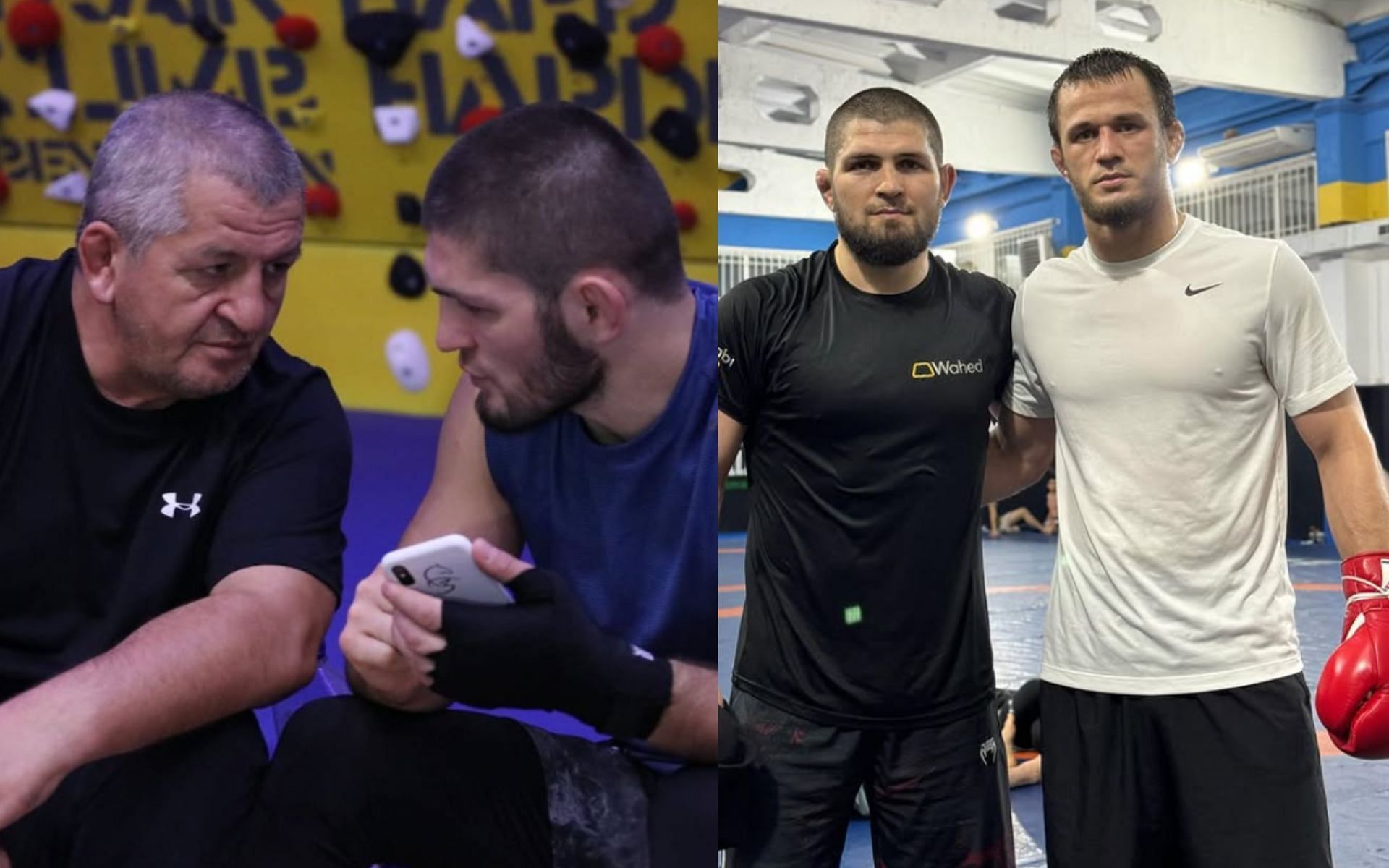 Usman Nurmagomedov (far right) compares Khabib Nurmagomedov