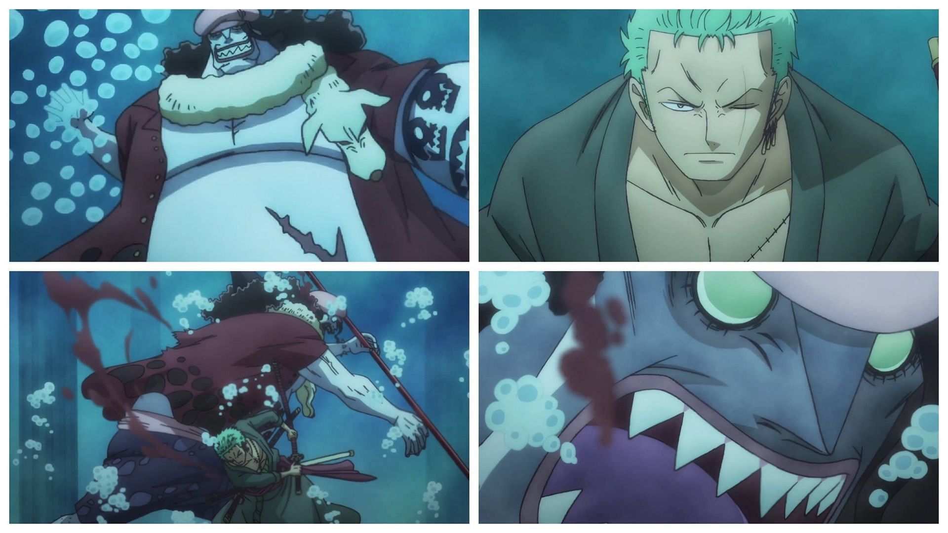 Zoro vs Hody in One Piece Log: Fish-Man Island Saga (Image via Toei Animation)