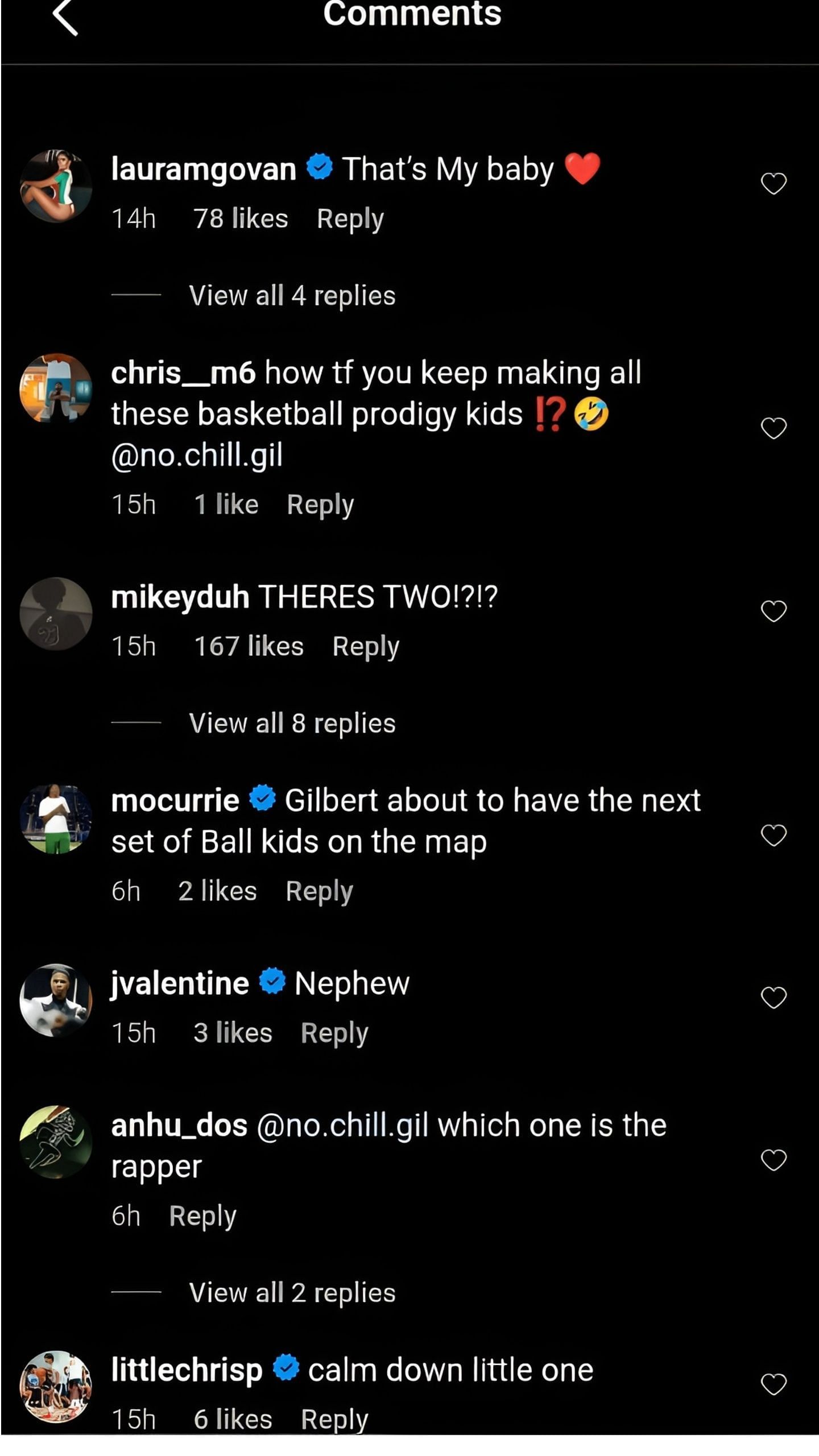 Comments on Aloni Arenas&#039; video [Credit: IG/@ thehoopspill]