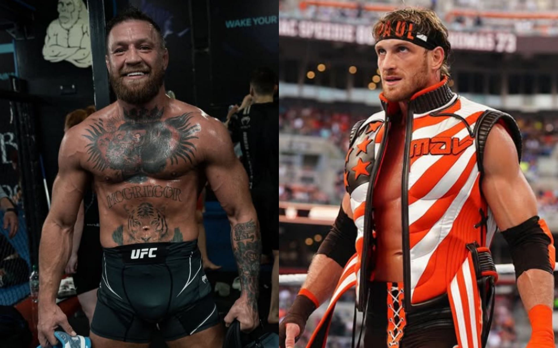 Conor McGregor has been hyping a potential boxing match against Logan Paul (right). [Images courtesy: @thenotoiousmma and @loganpaul on Instagram]