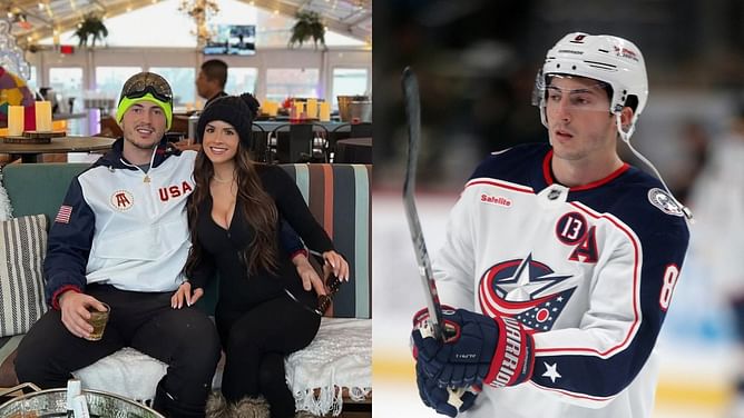 Zach Werenski's fiancee Odette Peters drops one-word reaction to his snap shot goal against the Flyers