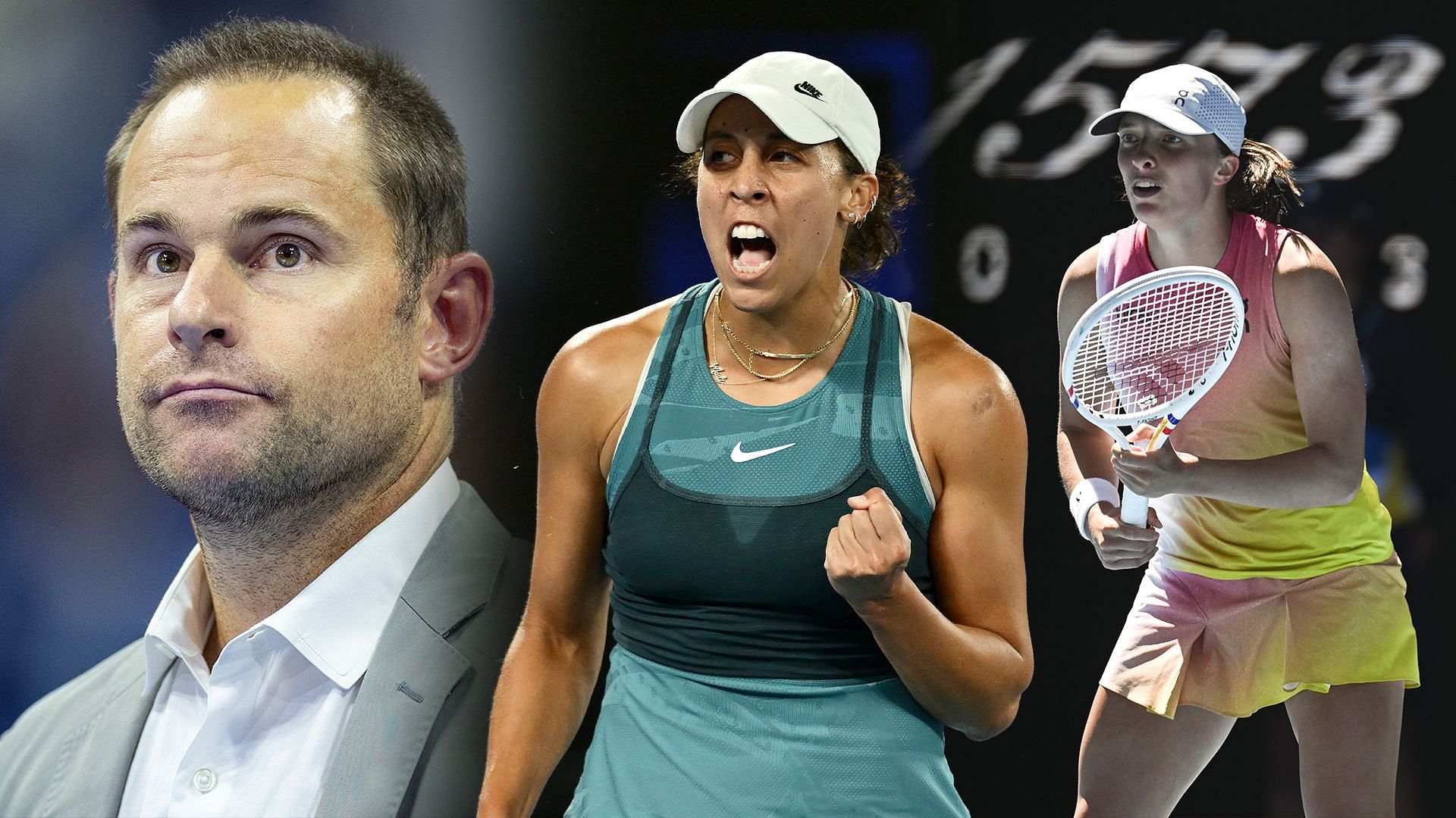 Andy Roddick, Madison Keys and Iga Swiatek. Source: Getty