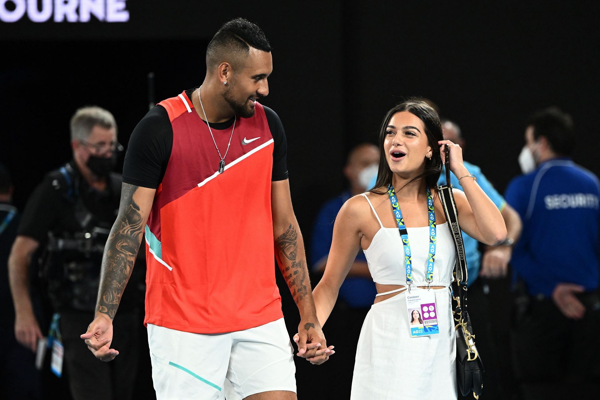 Nick Kyrgios and Costeen Hanzi at the Australian Open 2022. (Photo: Getty)