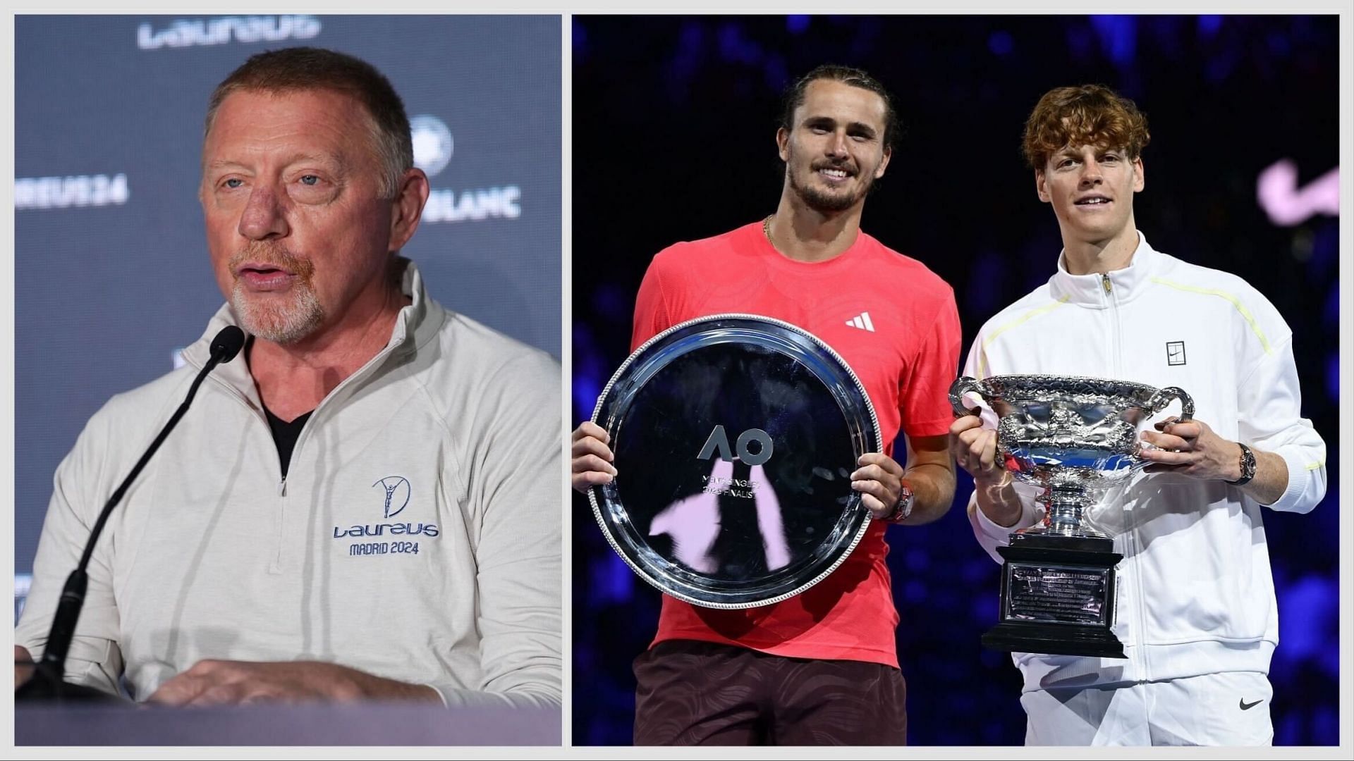 Boris Becker,  Alexander Zverev and Australian Open champ Jannik Sinner. Source: Getty