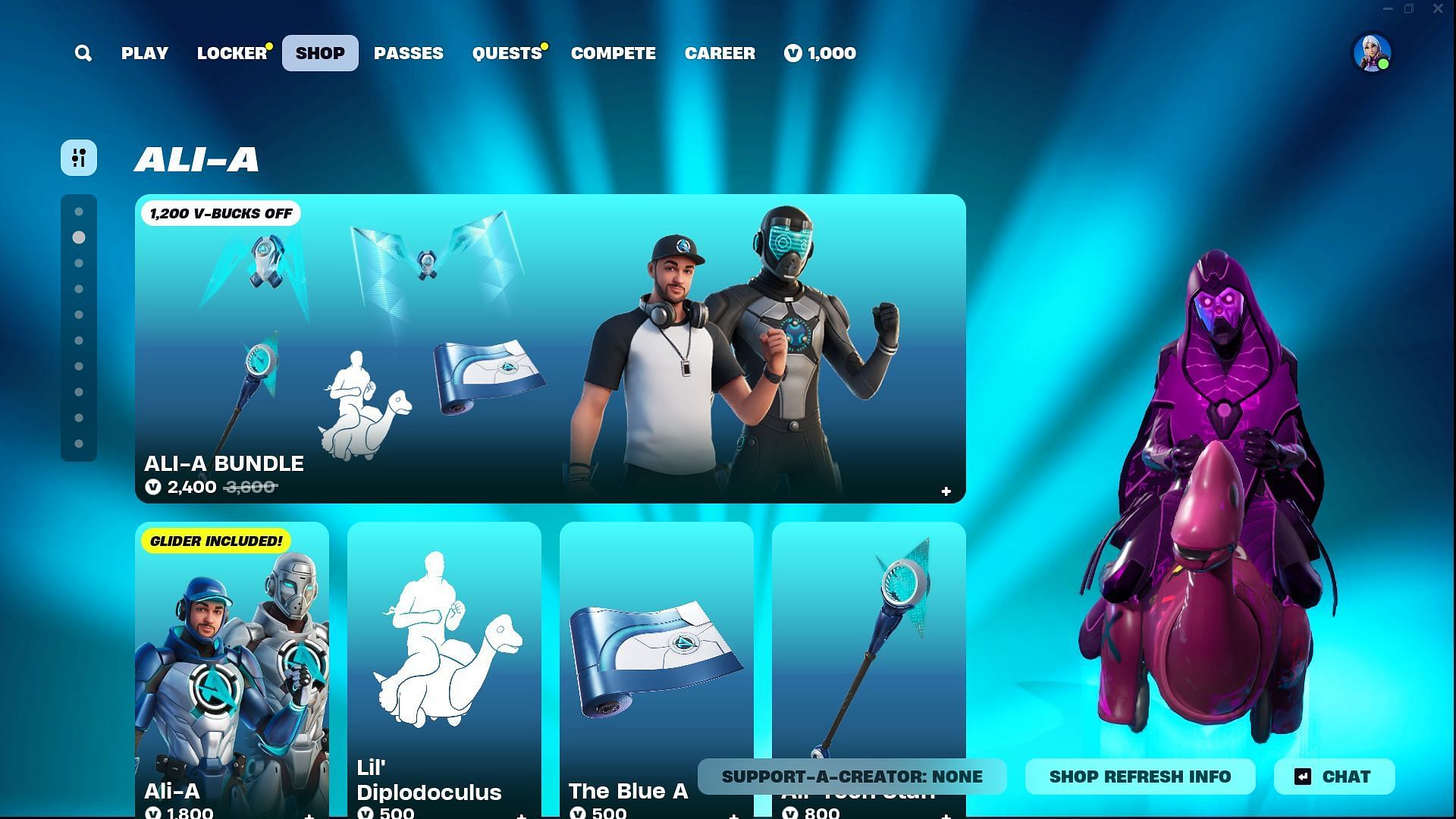 You can purchase the Ali-A skin in Fortnite separately (Image via Epic Games)