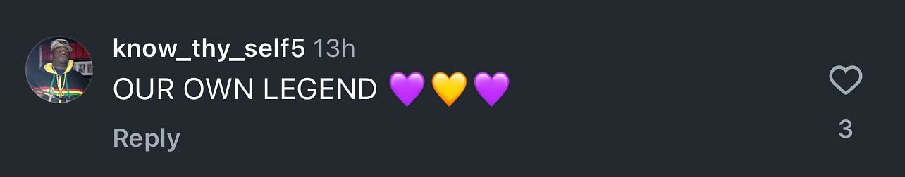 &quot;OUR OWN LEGEND,&quot; one fan exclaimed with purple and gold heart emojis.