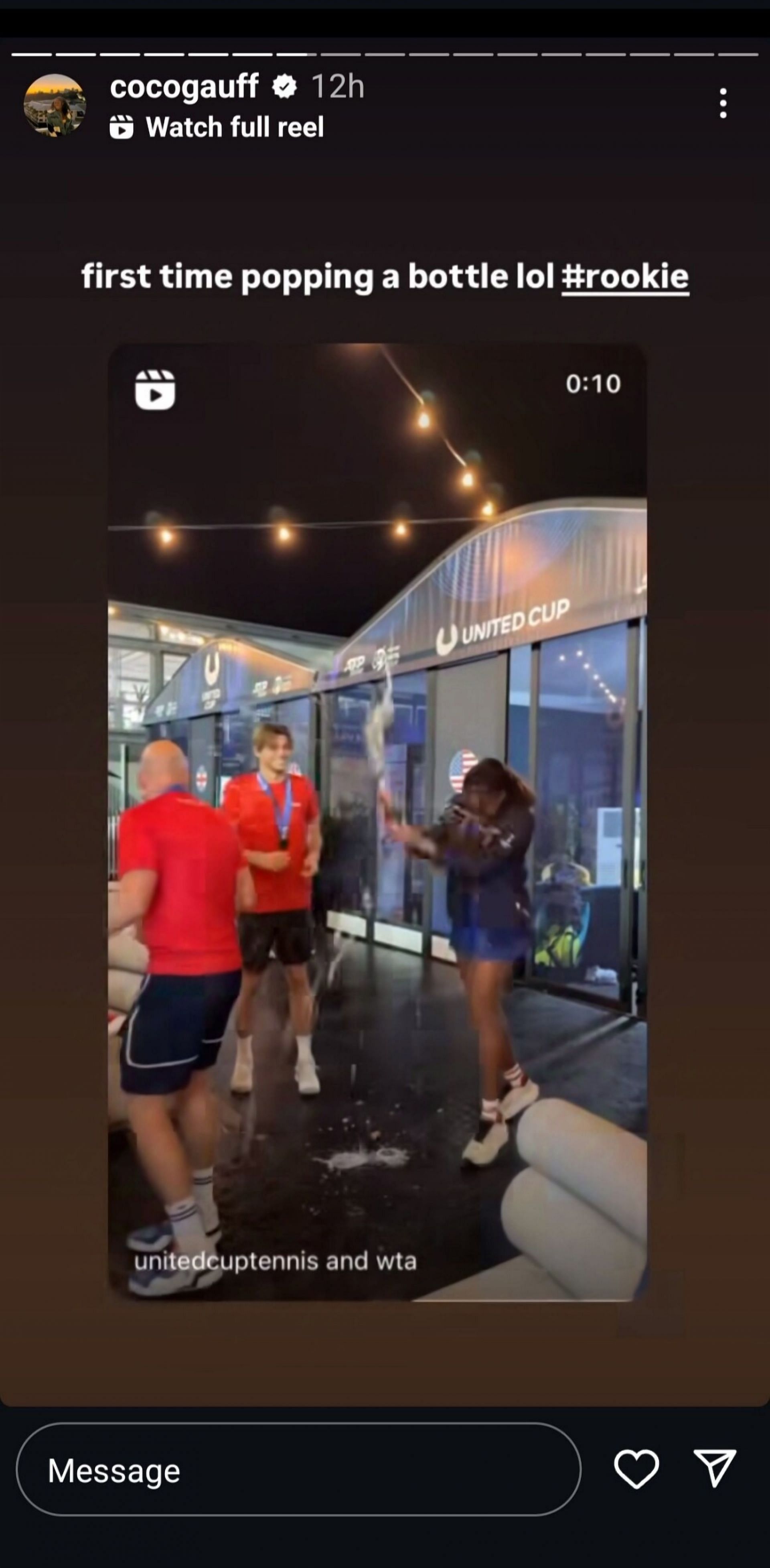 Screen grab of Gauff&#039;s Instagram story [Image Source: Instagram]