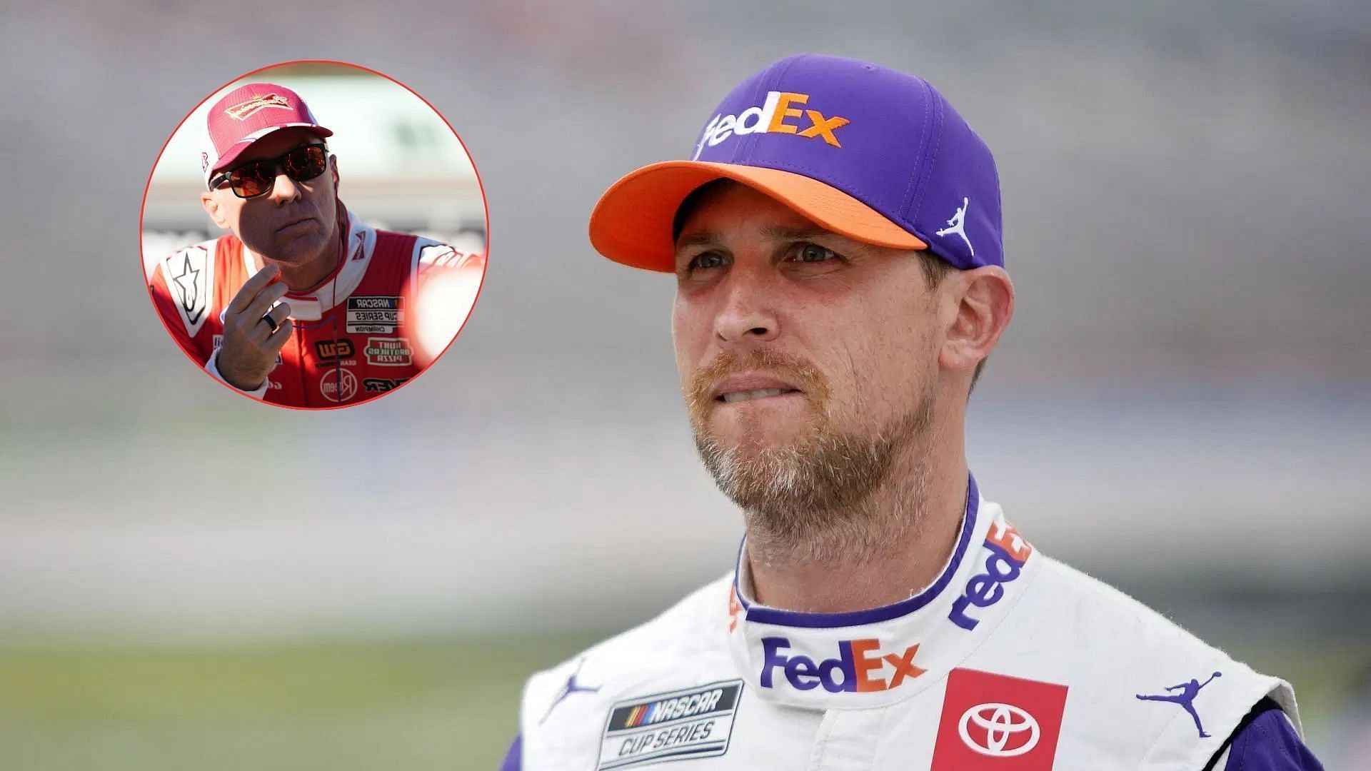 Kevin Harvick (inset) opens up on Denny Hamlin