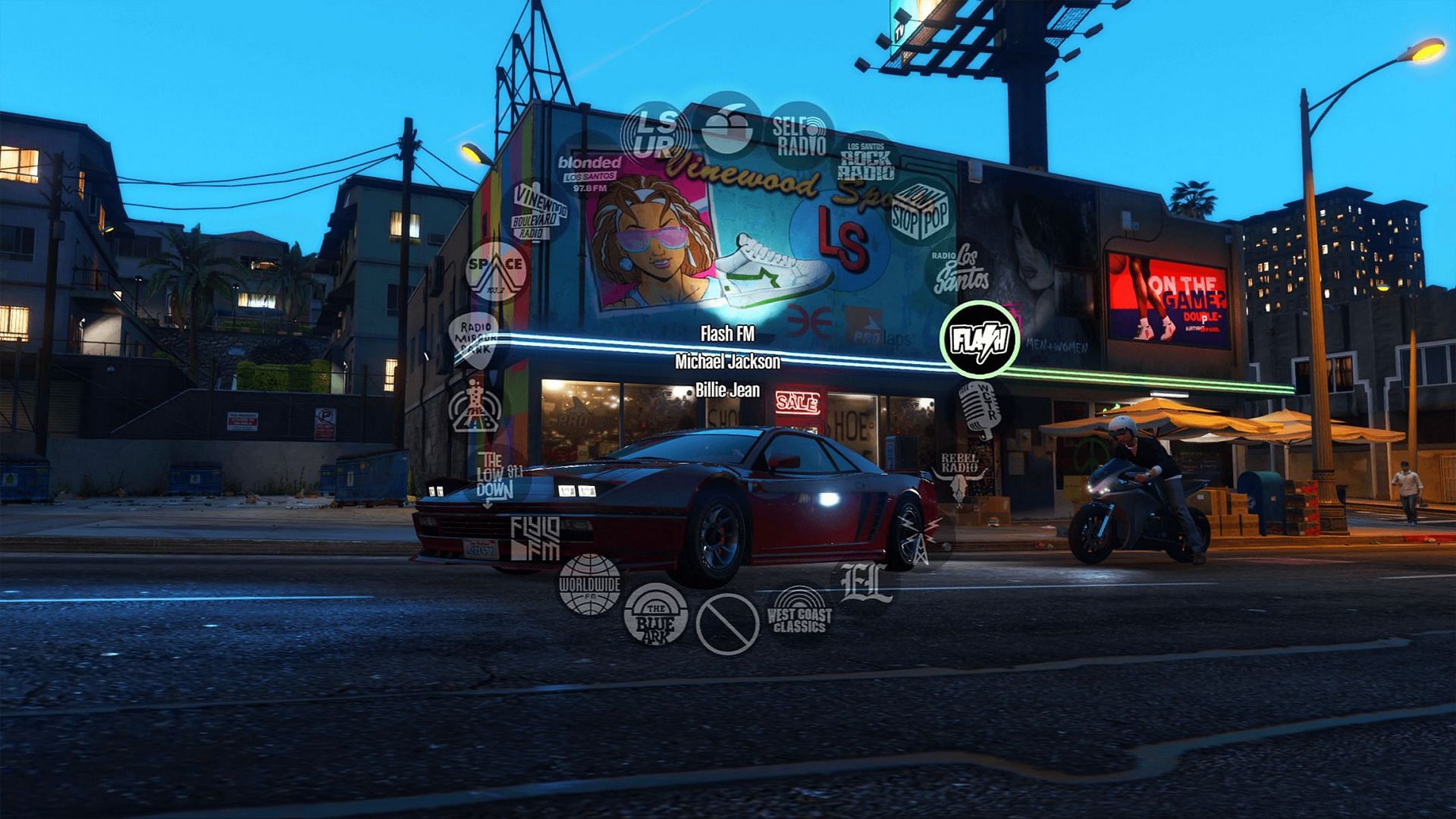 Flash FM&#039;s icon among all other Grand Theft Auto 5 radio stations (Image via gta5-mods.com)