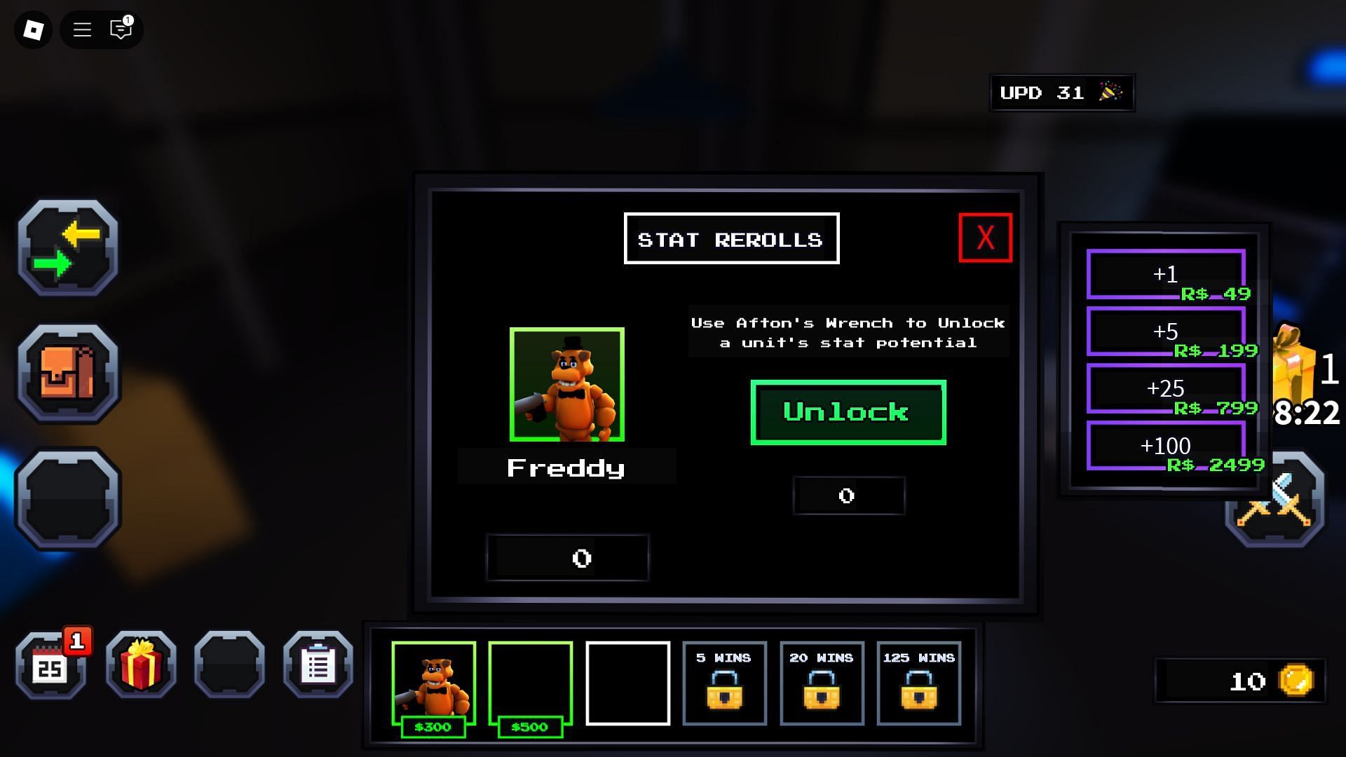 Unlock stats for your units using Afton&#039;s Wrench (Image via Roblox)