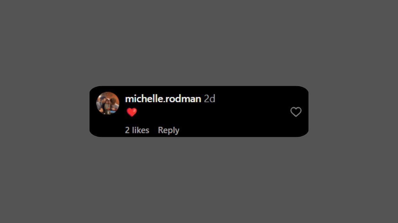 Michelle Rodman comments on her daughter&#039;s IG post. (Creidts: @trinity_rodman/Instagram)