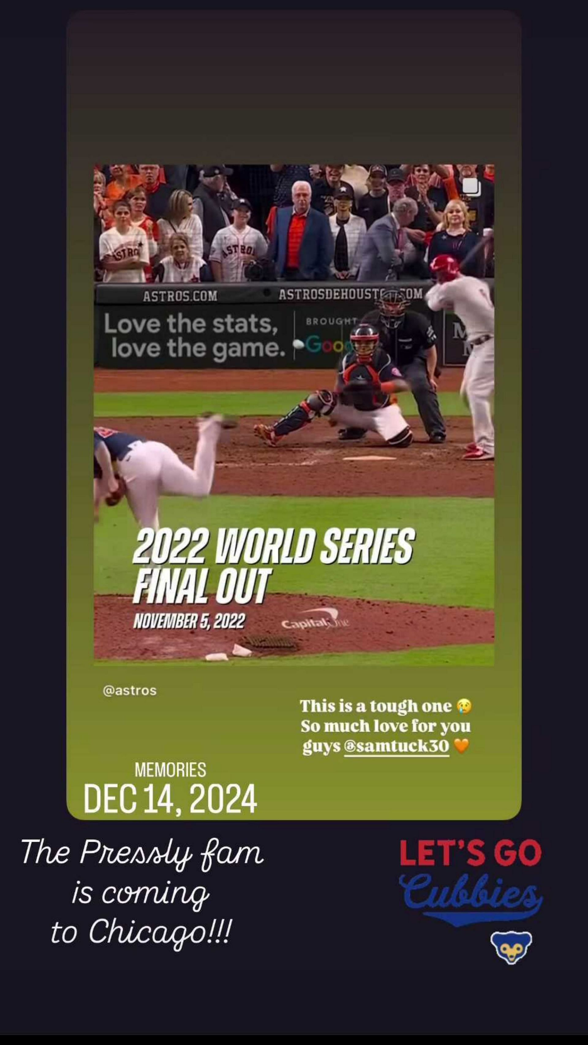 Screenshot of Kyle Tucker&#039;s wife&#039;s Instagram story