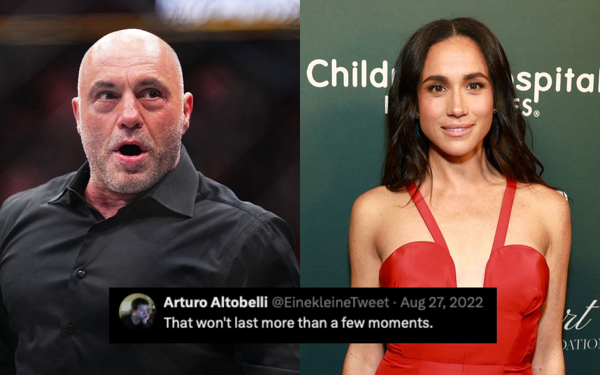 When fans doubted Megan Markle (right) overtook Joe Rogan (left) on Spotify. [Image courtesy: Getty Images]