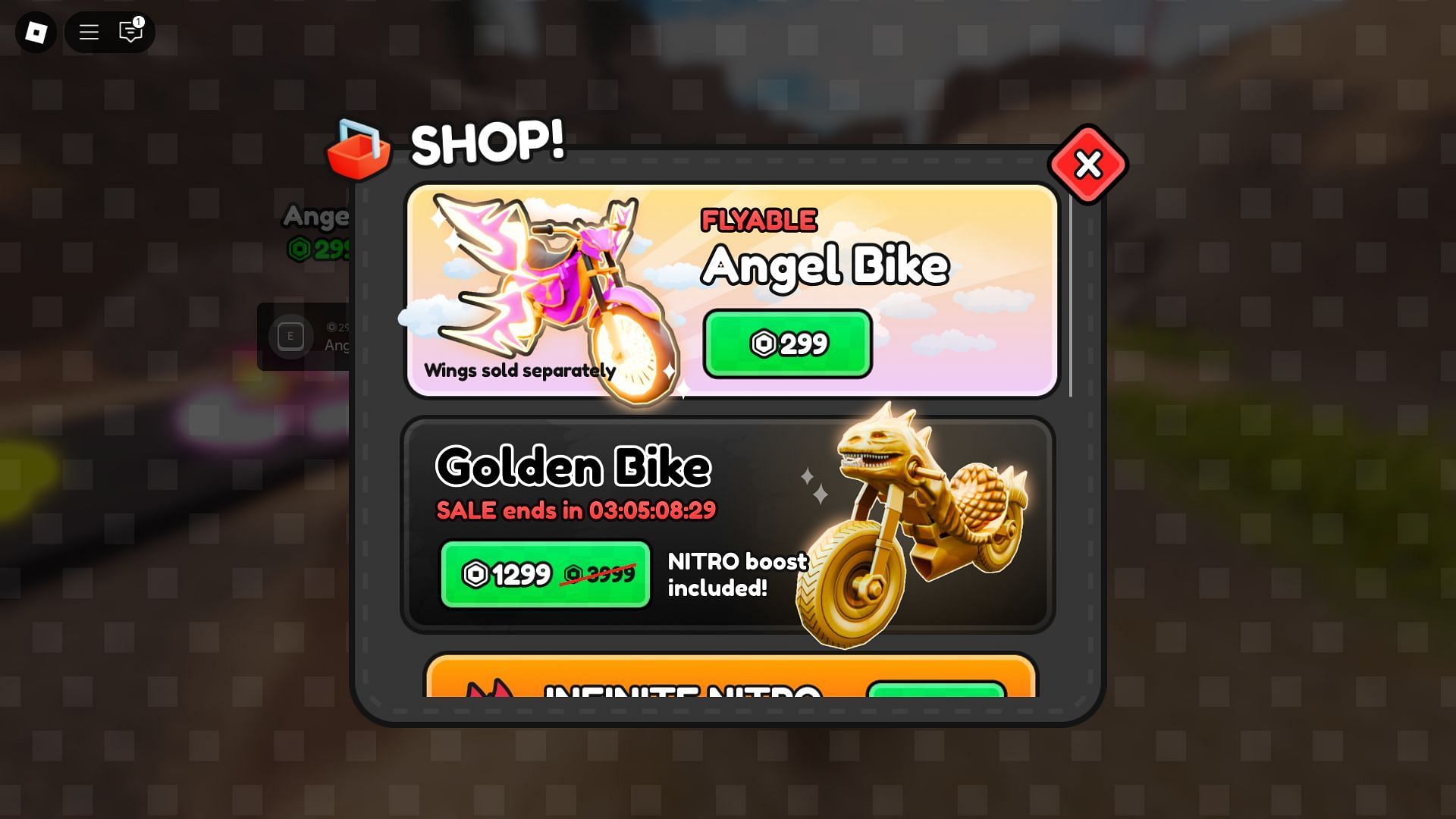 In-game shop (Image via Roblox)