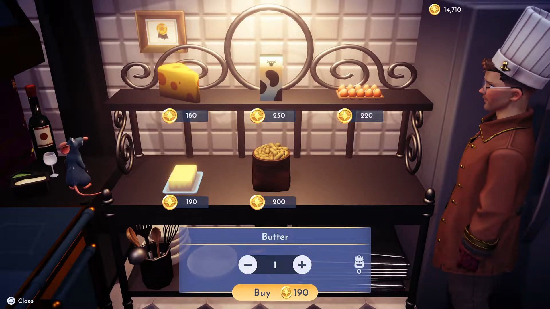 Butter costs 190 Star Coins (Image via Gameloft || YouTube/@GreymaneGames)