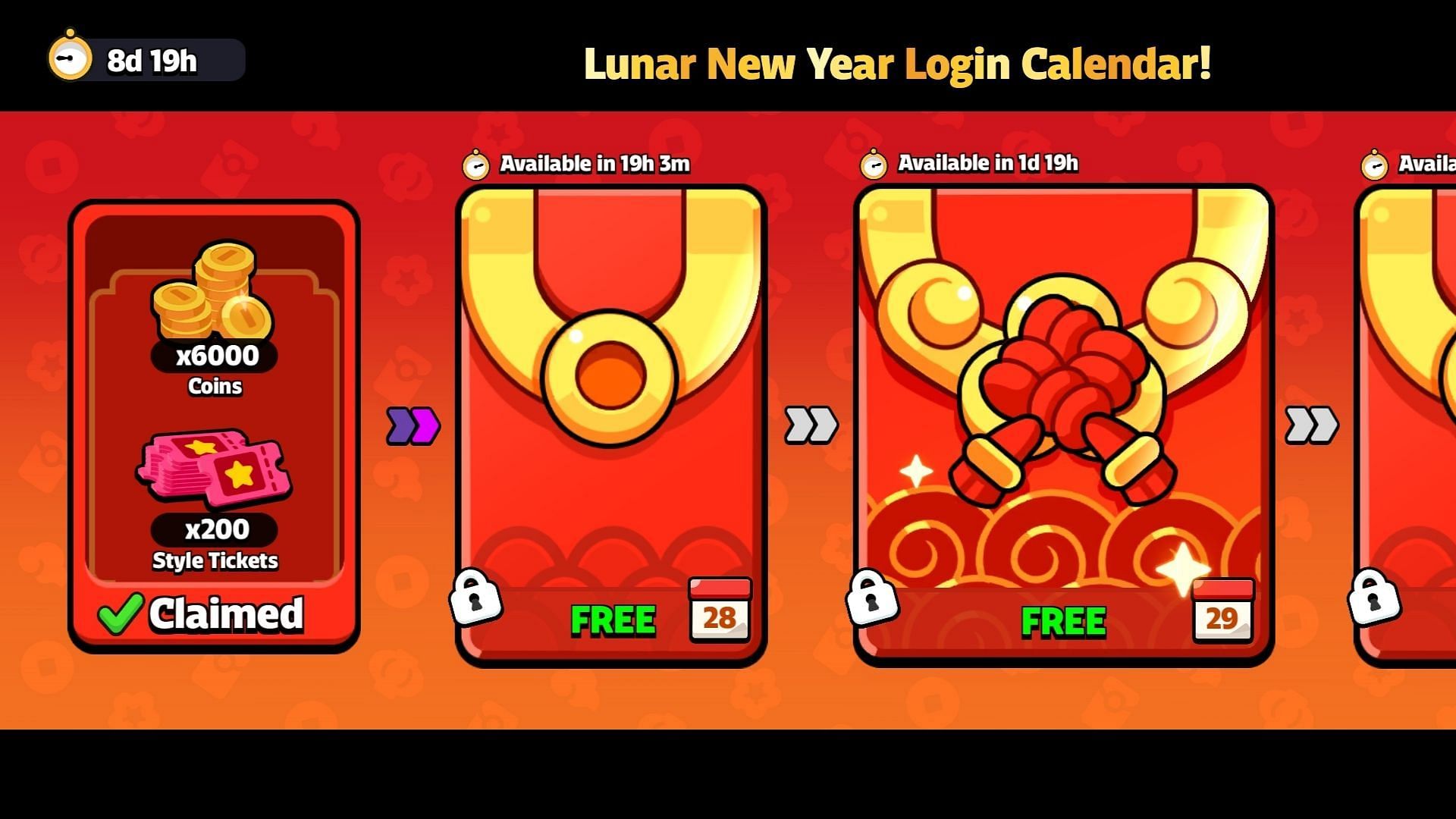 Lunar New Year in Squad Busters, Lunar New Year Login Calendar event