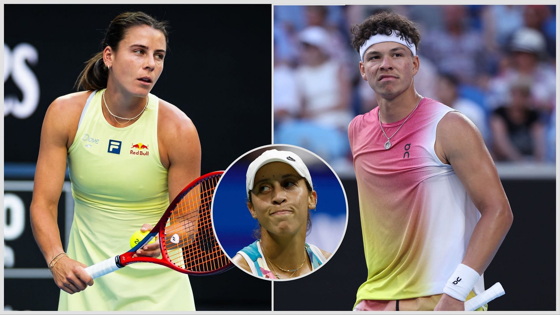 Emma Navarro, Madison Keys (inset) and Ben Shelton. Source: Getty