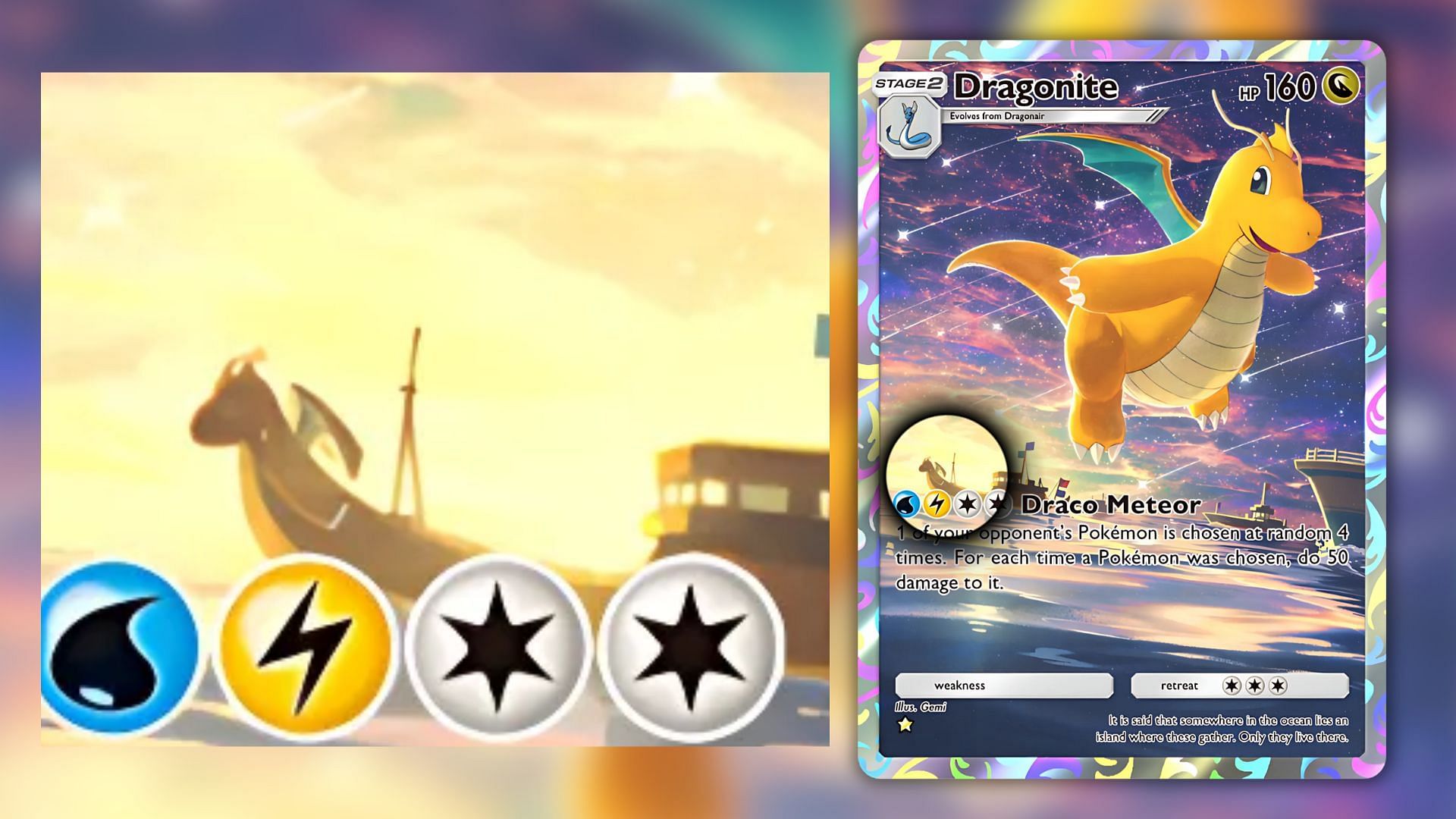 Dragonite&#039;s card as seen in the game (Image via The Pokemon Company)