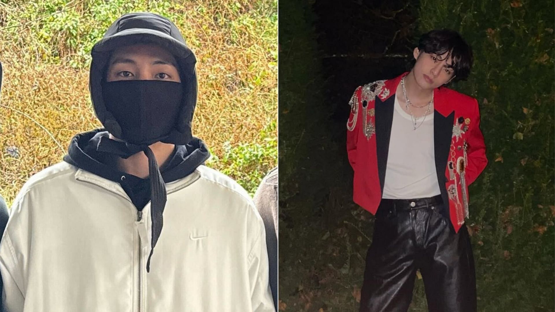 BTS&rsquo; Taehyung in SDT uniform goes viral online. (Images via X/@BTS_twt and Instagram/@thv)