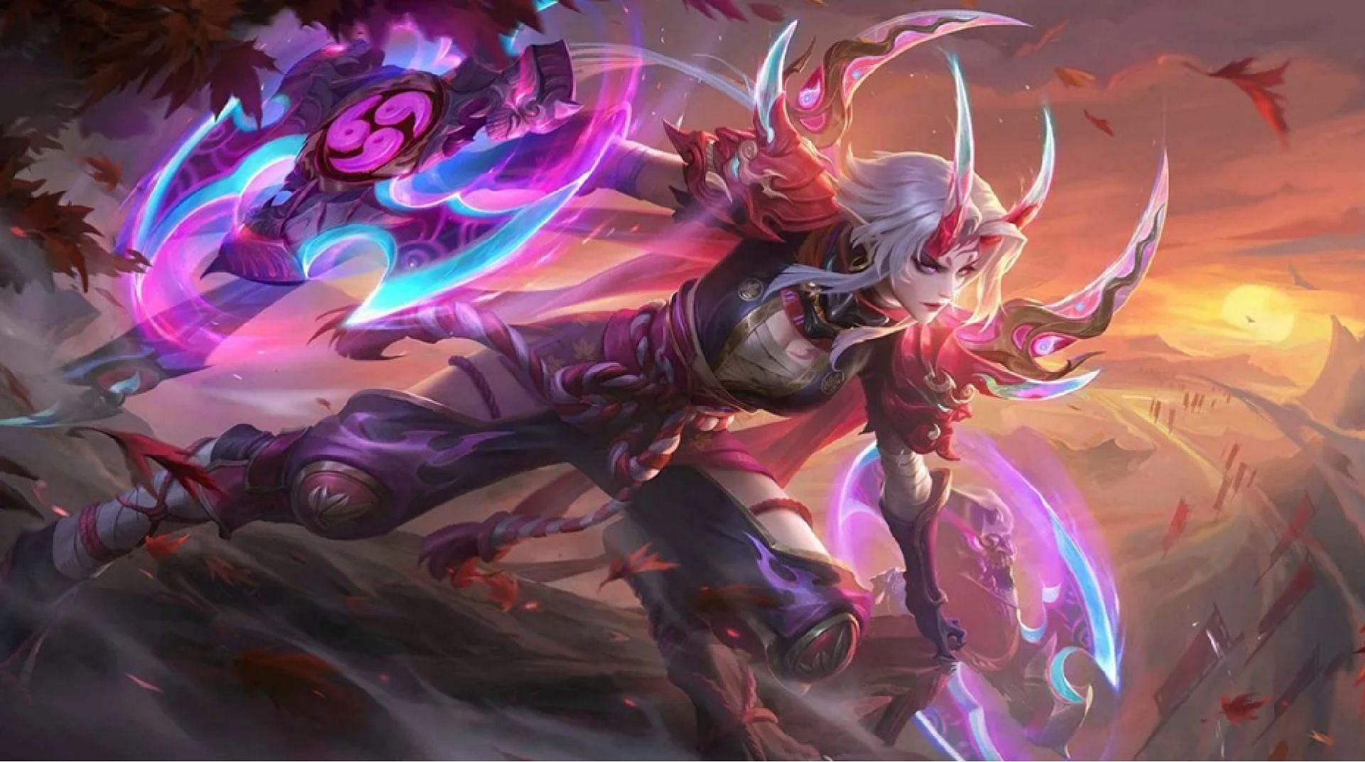 Karrie &quot;Breath of Naraka&quot; skin in the Mobile Legends Bang Bang Kishin Densetsu Event (Image via Moonton Games)