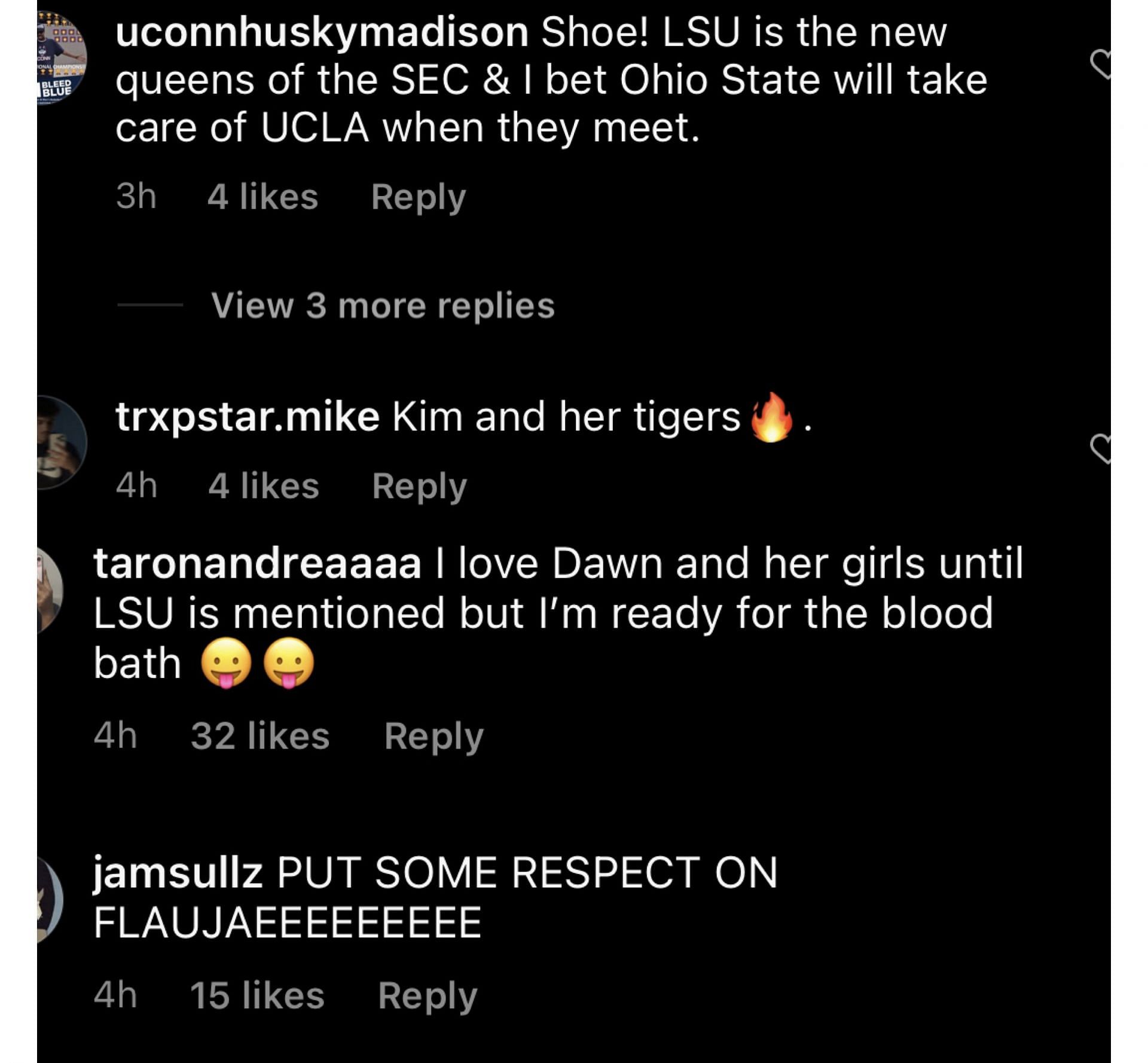 LSU fans hype their team ahead of showdown vs South Carolina. IG image via @espnw