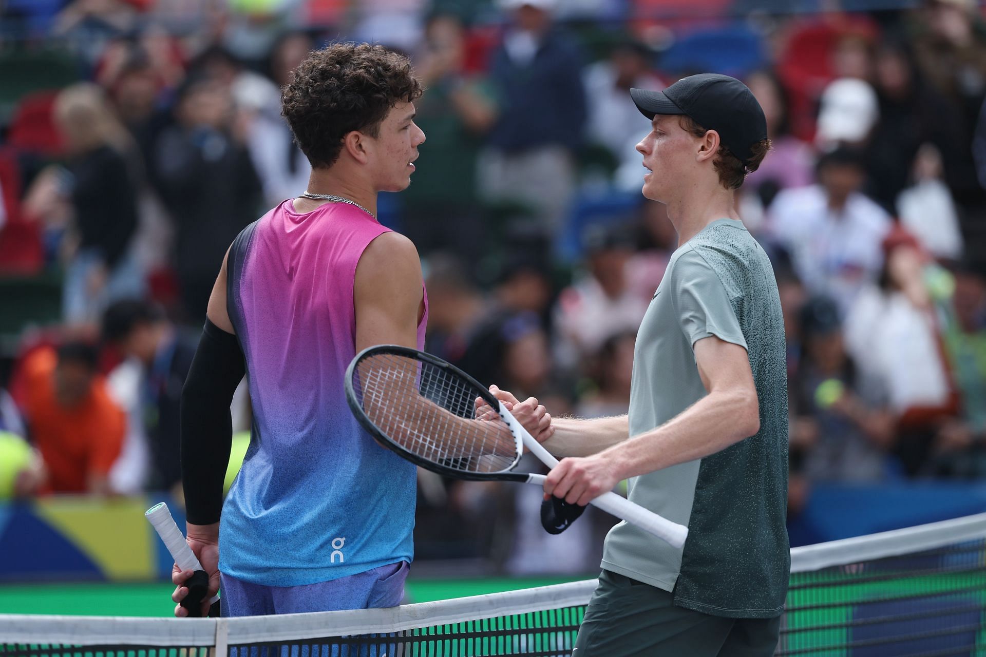 Ben Shelton and Jannik Sinner pictured at the 2024 Shanghai Rolex Masters | Image Source: Getty